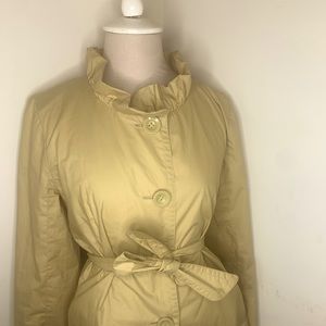 J Crew Khaki Frenchie Jacket w/ Ruffle Trim & Belt